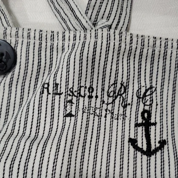 Vintage Striped Baby sailorOveralls dress with Black Buttons size 6M